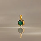 Hexagon Emerald Charm Silver 18K Gold Plated