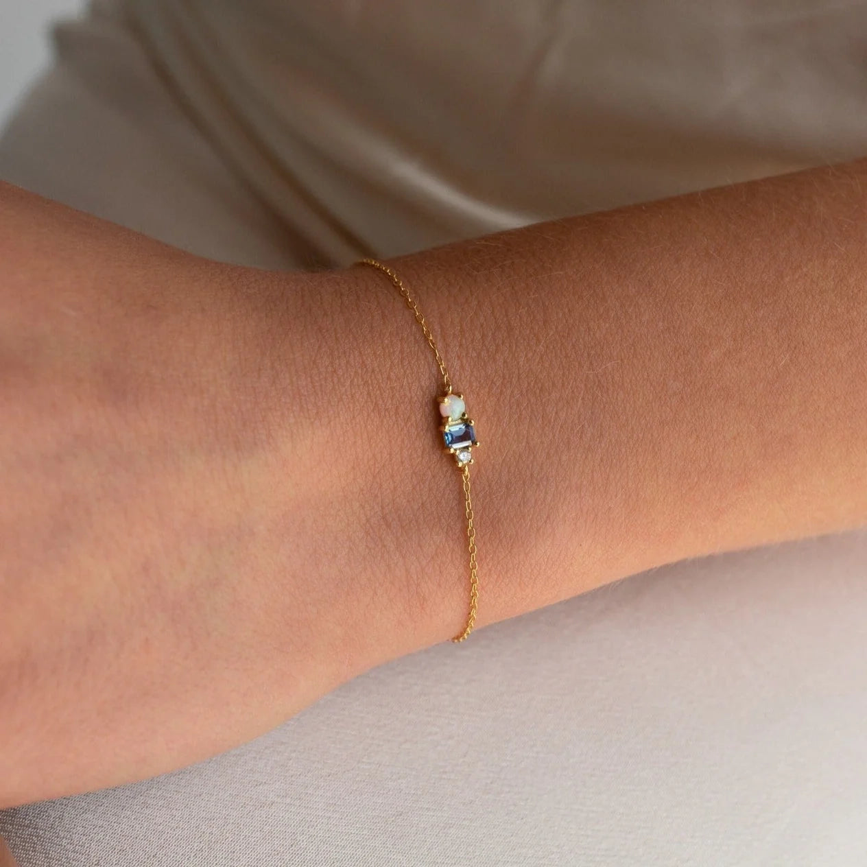 Eloise Gemstone Bracelet Silver 18K Gold Plated