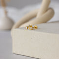 Diamond Square Bezel Flatback Studs Silver 18K Gold Plated