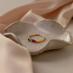 Toi et Moi Tapered Birthstone Ring Silver 18K Gold Plated