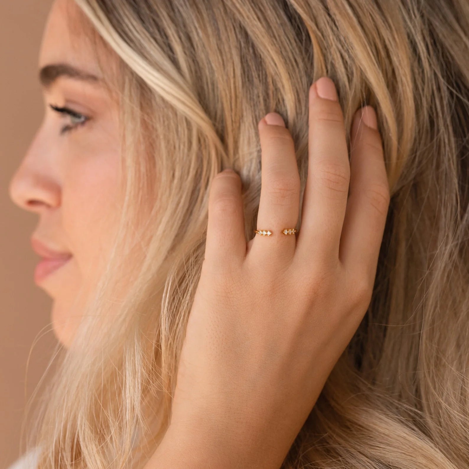 Serafina Diamond Ring Silver 18K Gold Plated