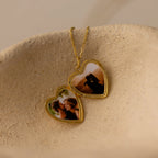 Handwriting Heart Locket Necklace Silver 18K Gold Plated