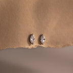 Marquise Cut Diamond Studs Silver 18K Gold Plated