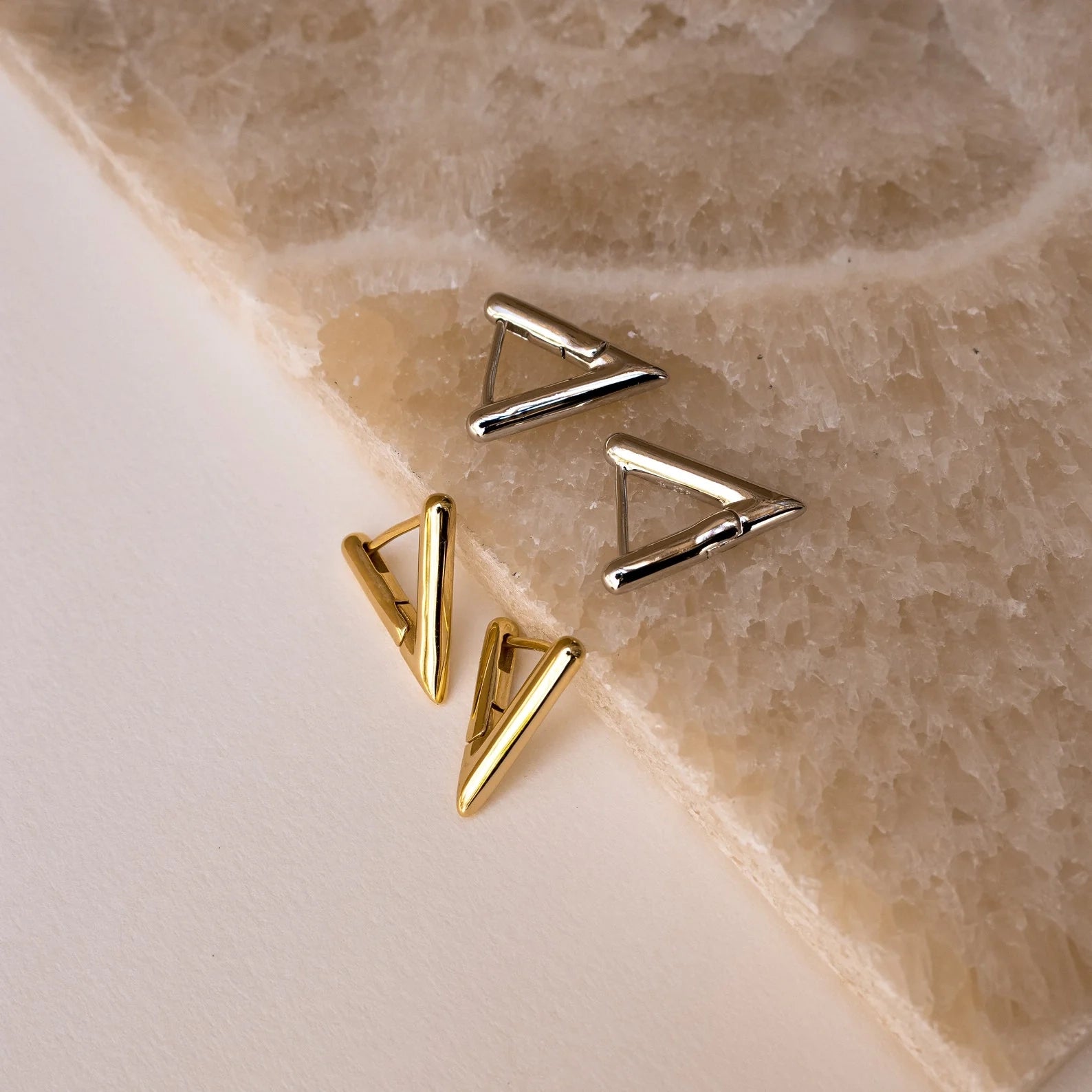 Triangle Huggies Silver 18K Gold Plated