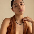 Moss Agate Beaded Necklace Silver 18K Gold Plated