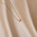 Dainty Diamond Necklace Silver 18K Gold Plated