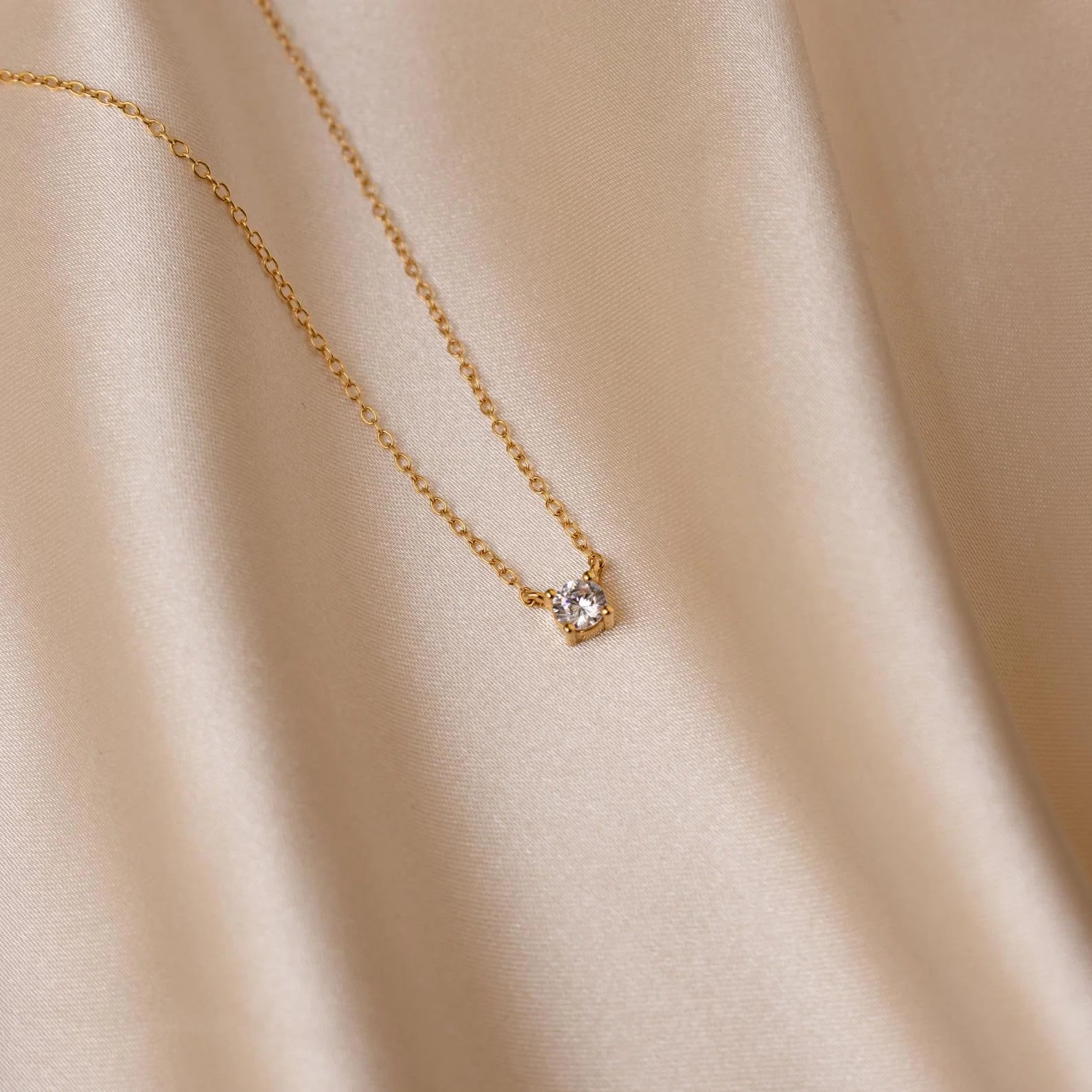 Dainty Diamond Necklace Silver 18K Gold Plated