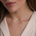 Pink Opal &amp; Diamond Butterfly Necklace Silver 18K Gold Plated