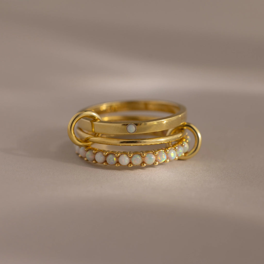 Birthstone Triple Eternity Band Ring Set Silver 18K Gold Plated