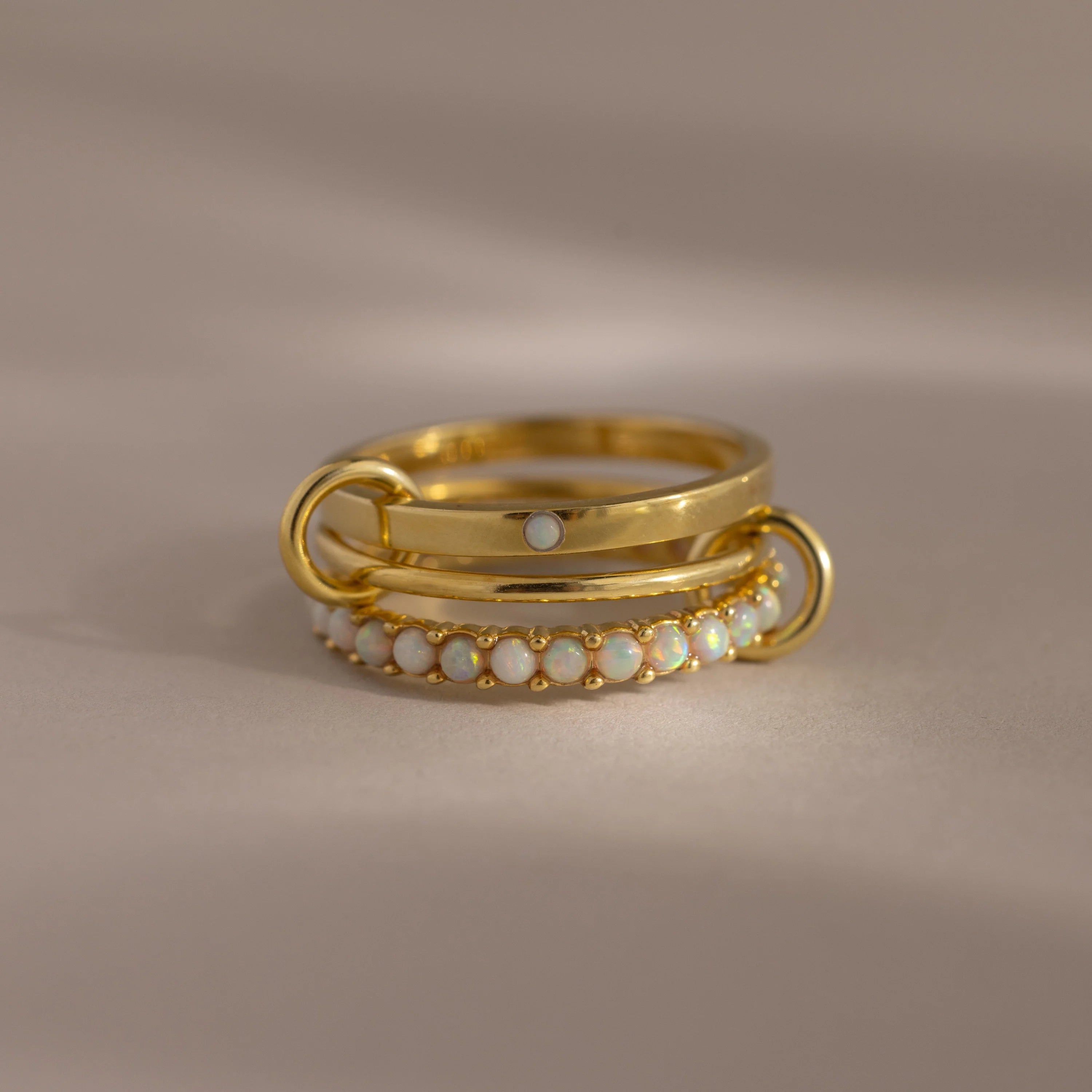 Birthstone Triple Eternity Band Ring Set Silver 18K Gold Plated