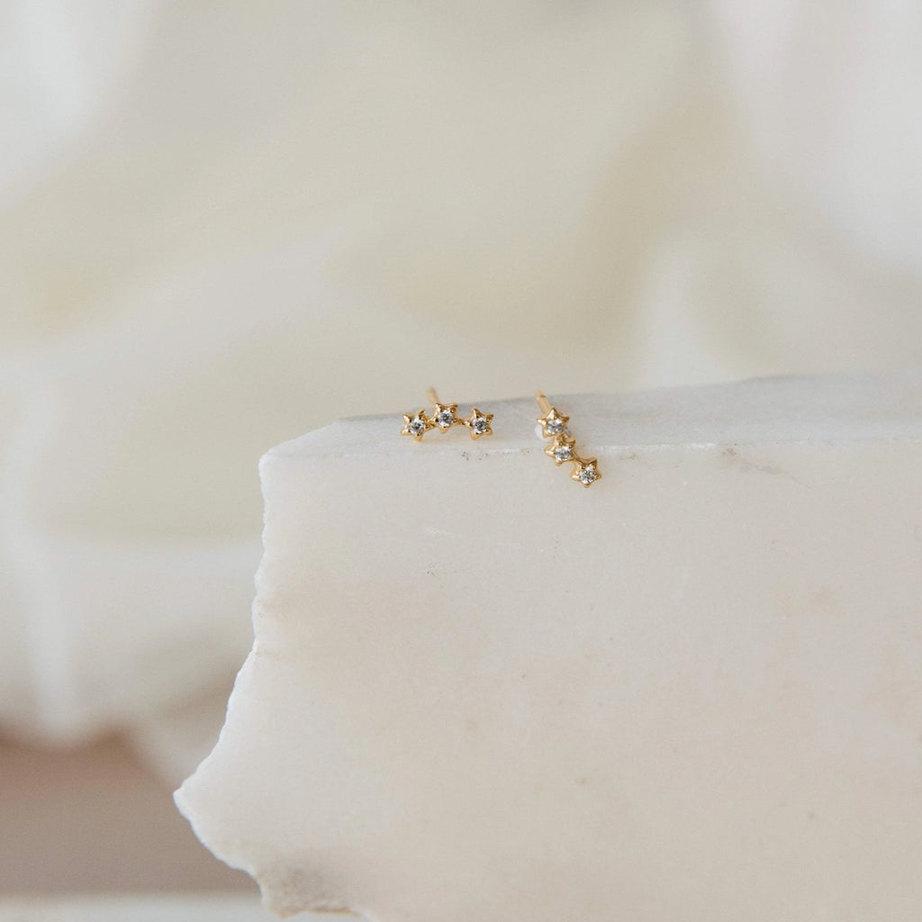 Stella Triple Star Studs Silver 18K Gold Plated