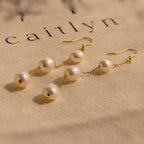 Long Pearl Dangle Earrings Silver 18K Gold Plated
