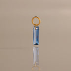 Skinny Baguette Blue Zircon Charm Silver 18K Gold Plated