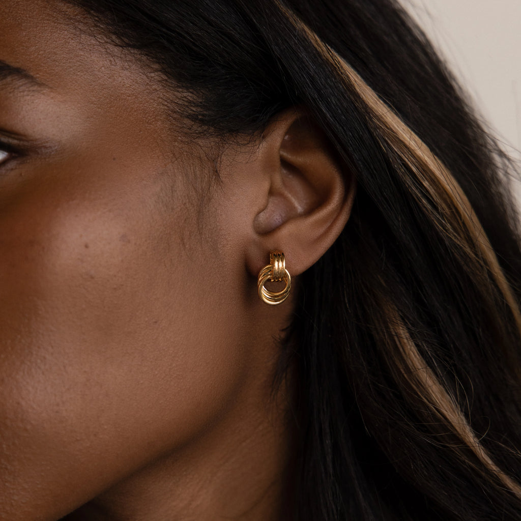Micro Triple Knot Earrings Silver 18K Gold Plated
