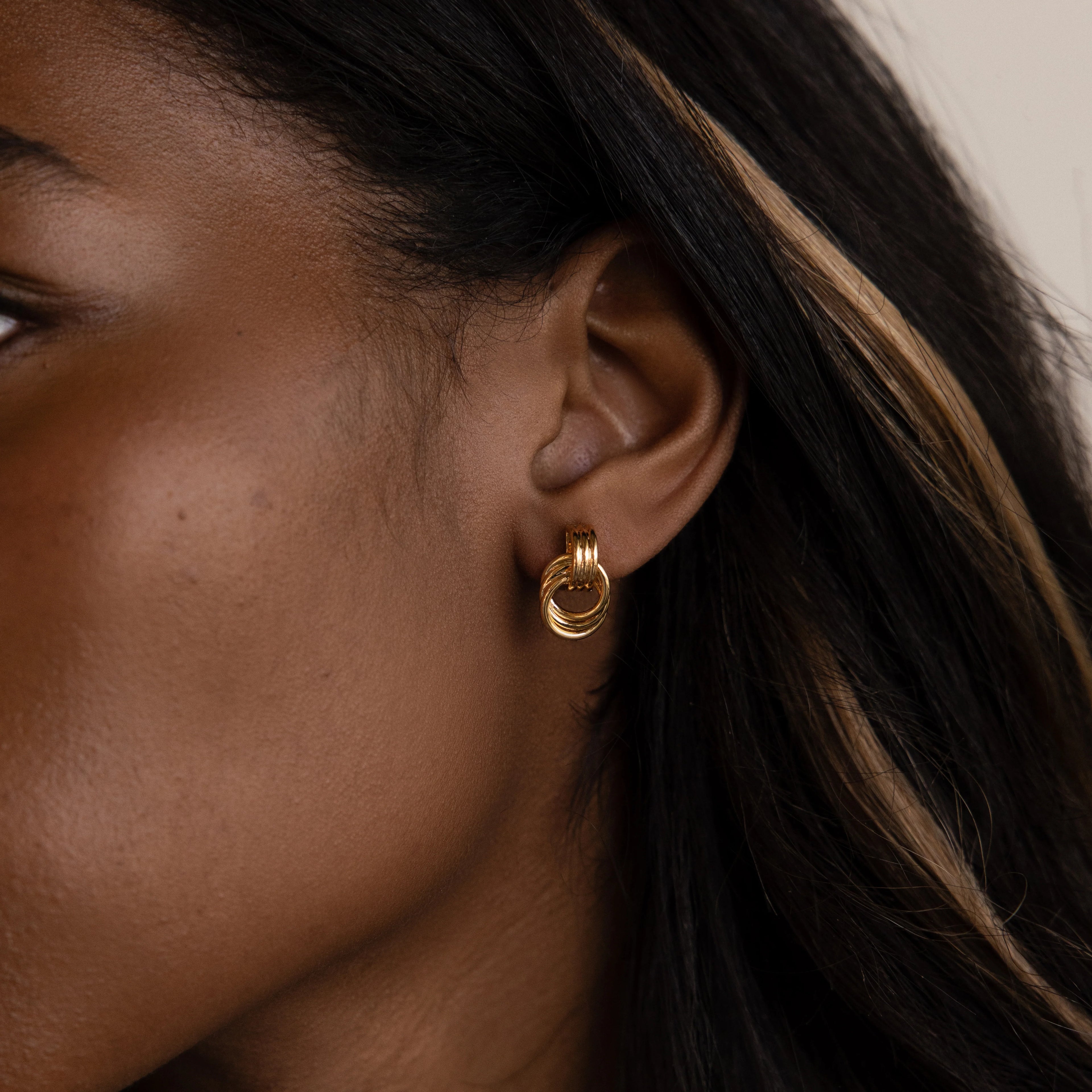 Micro Triple Knot Earrings Silver 18K Gold Plated