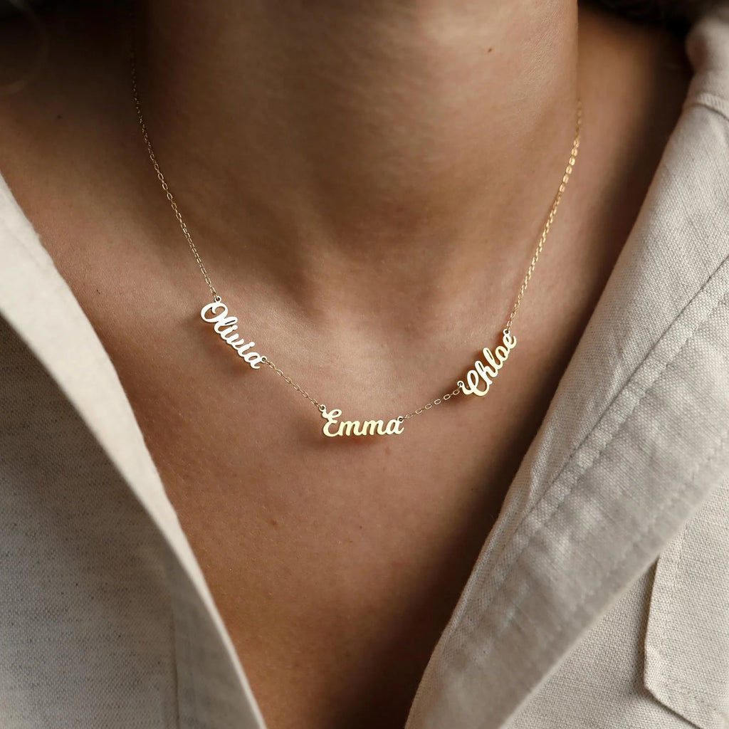 Mellow Multiple Name Necklace Silver 18K Gold Plated