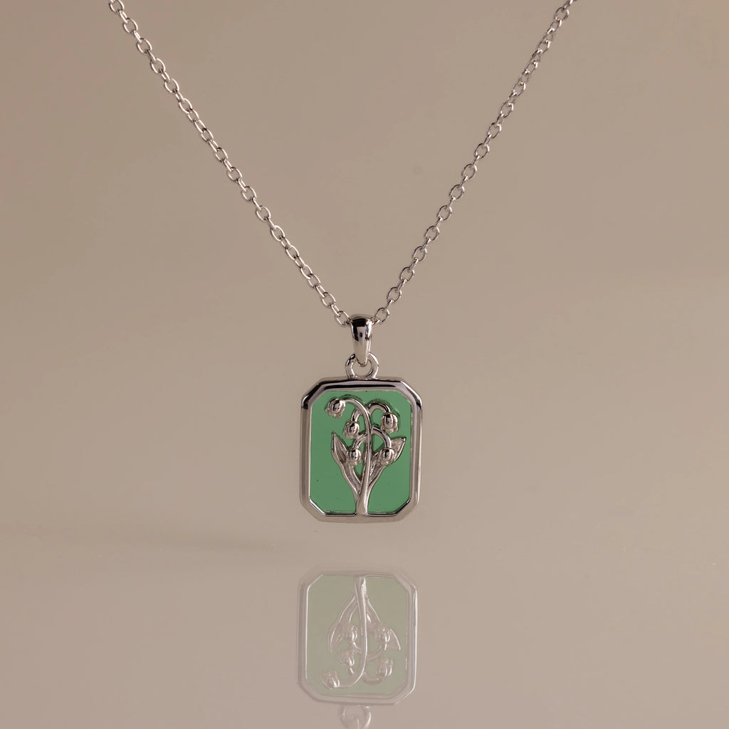 Emerald Birth Flower Charm Necklace Silver 18K Gold Plated