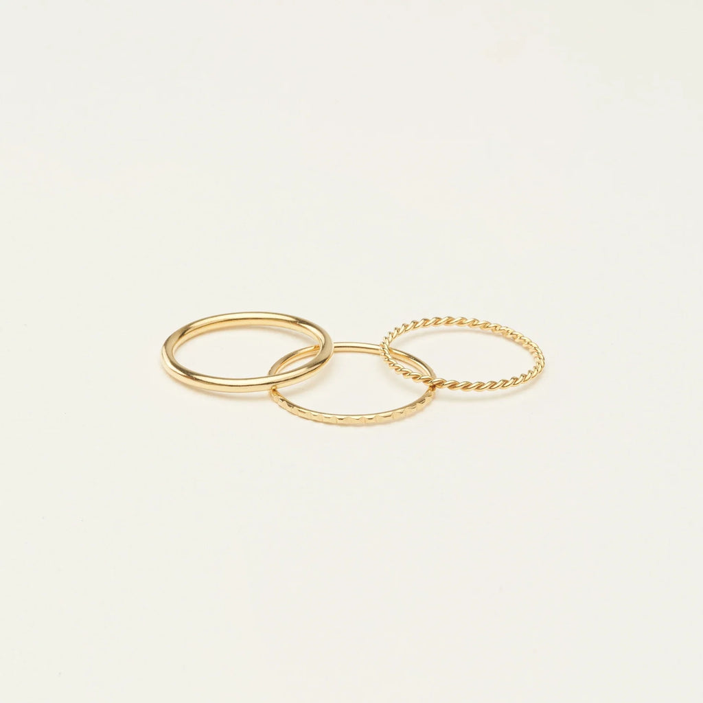Thin Stacking Rings Set Silver 18K Gold Plated