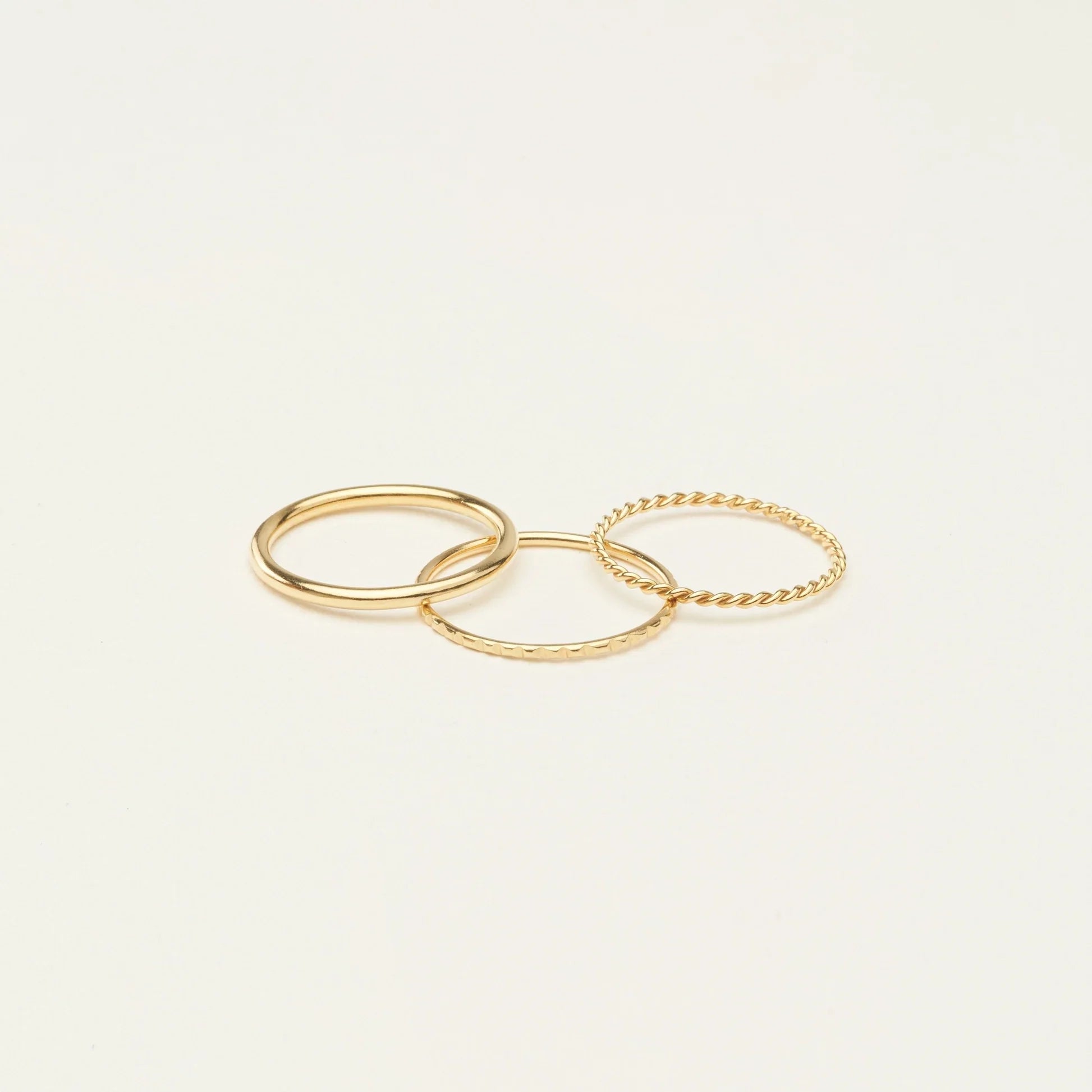 Thin Stacking Rings Set Silver 18K Gold Plated