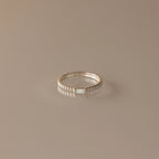 Opal Dainty Ribbed Ring Silver 18K Gold Plated