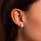 Pearl Bezel Studs Silver 18K Gold Plated