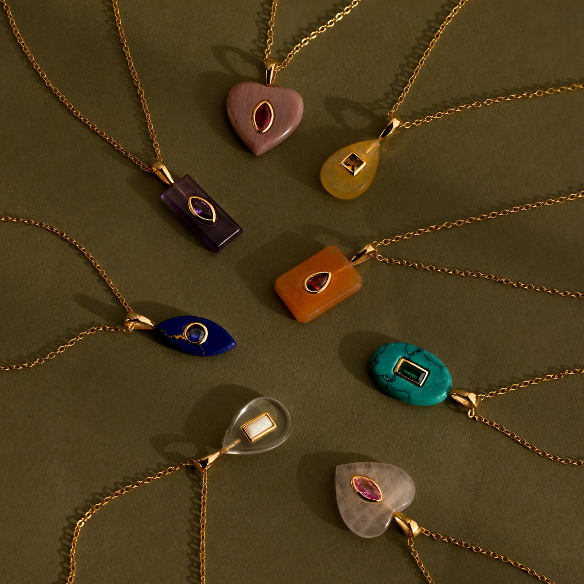 Topaz Crystal Necklace Silver 18K Gold Plated