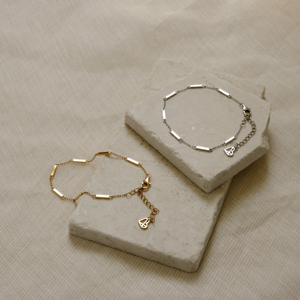 Abby Bar Link Bracelet Silver 18K Gold Plated