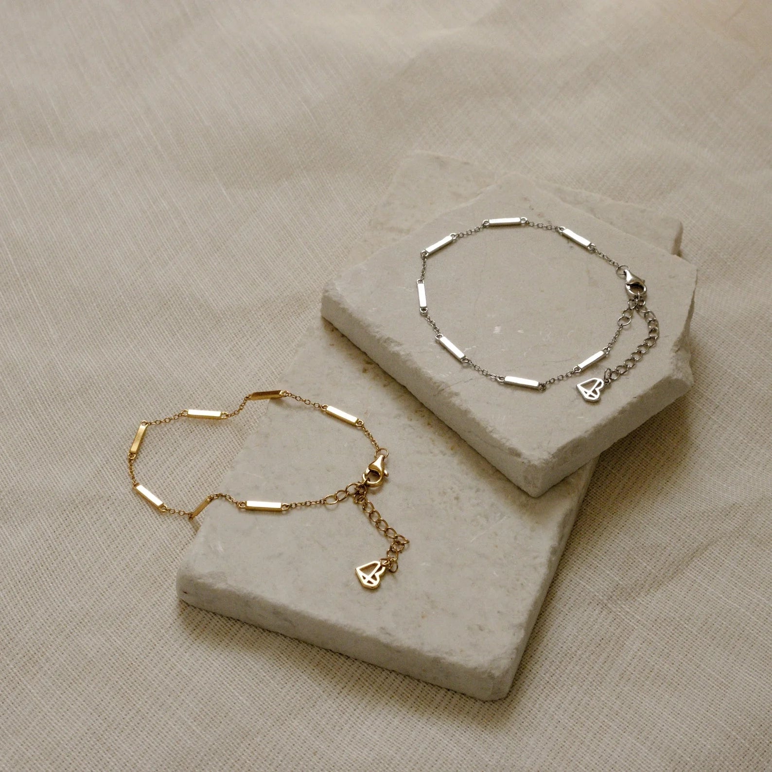 Abby Bar Link Bracelet Silver 18K Gold Plated