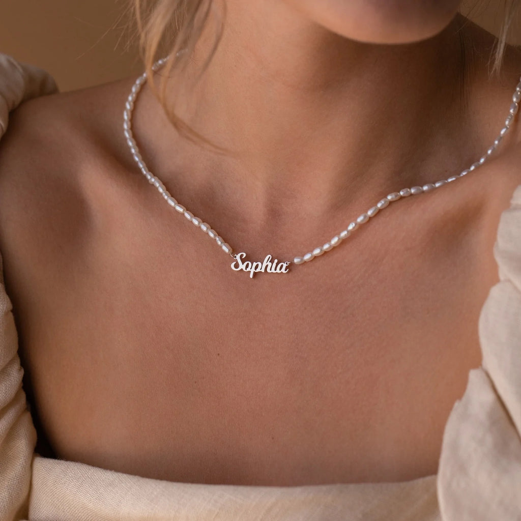 Mellow Pearl Name Necklace Silver 18K Gold Plated