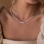 Mellow Pearl Name Necklace Silver 18K Gold Plated