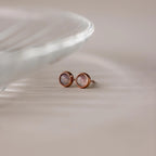 Moonstone Bezel Studs Silver 18K Gold Plated