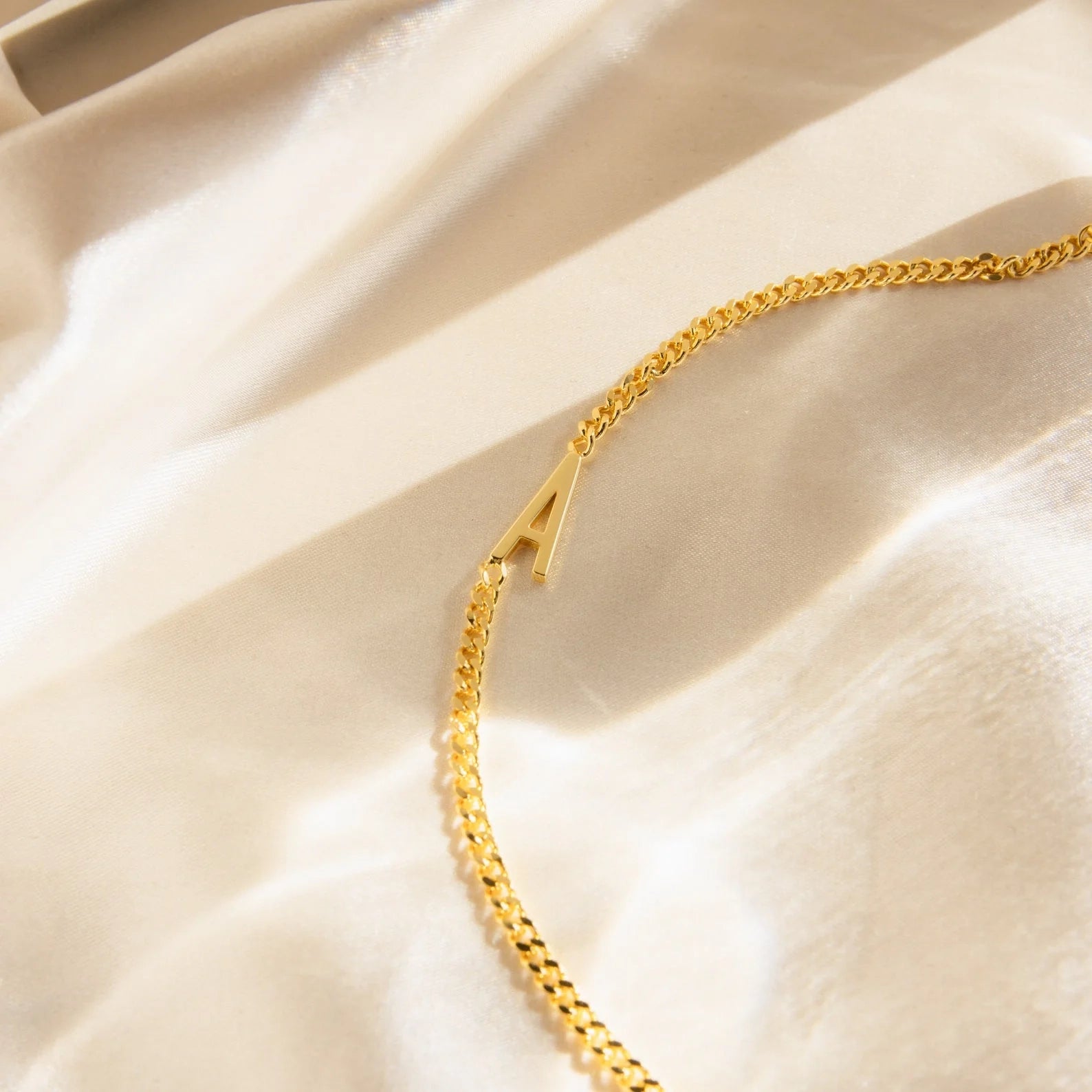 Large Letter Bracelet Silver 18K Gold Plated