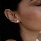 Emerald Diamond Stud Earrings Silver 18K Gold Plated