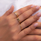 Diamond Agate Statement Ring Silver 18K Gold Plated