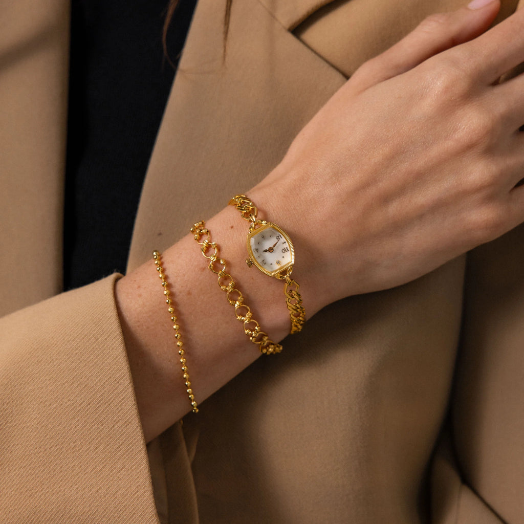 Heirloom Chain Link Timepiece Silver 18K Gold Plated