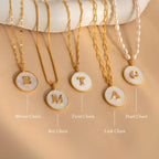 Pearl Initial Disc Necklace  Silver 18K Gold Plated