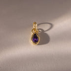 Amethyst Teardrop Charm Silver 18K Gold Plated