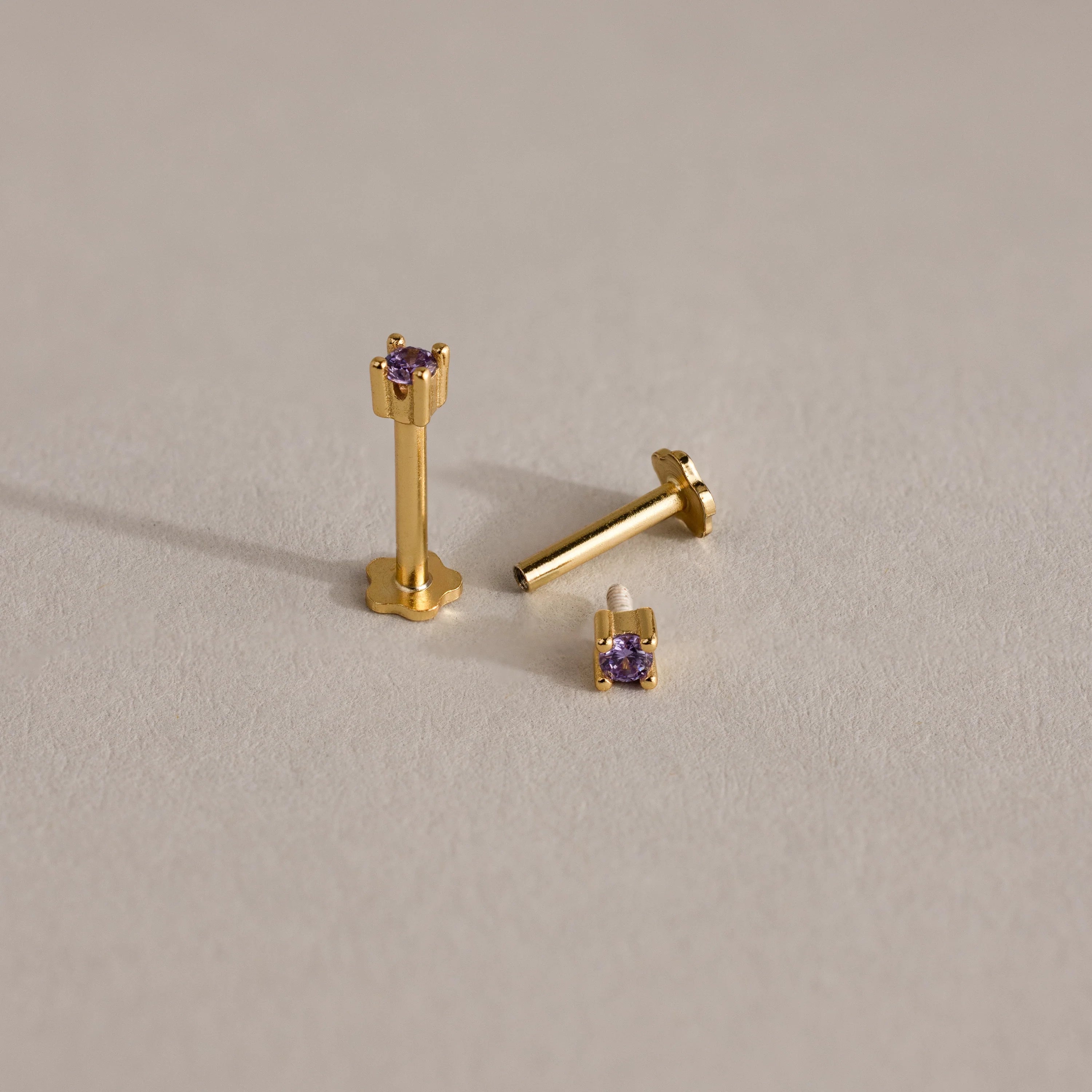 Emerald Flatback Studs Silver 18K Gold Plated