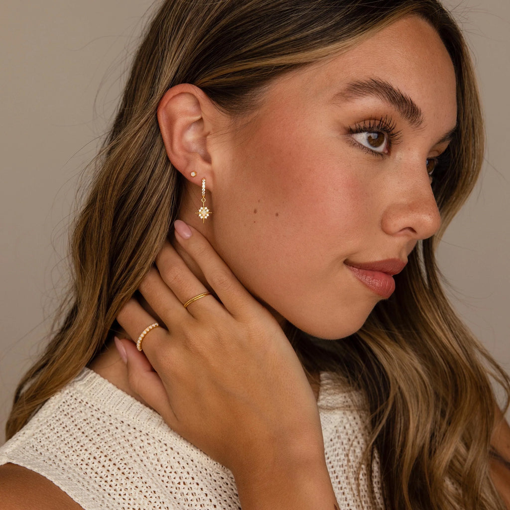 Amethyst Flatback Studs Silver 18K Gold Plated