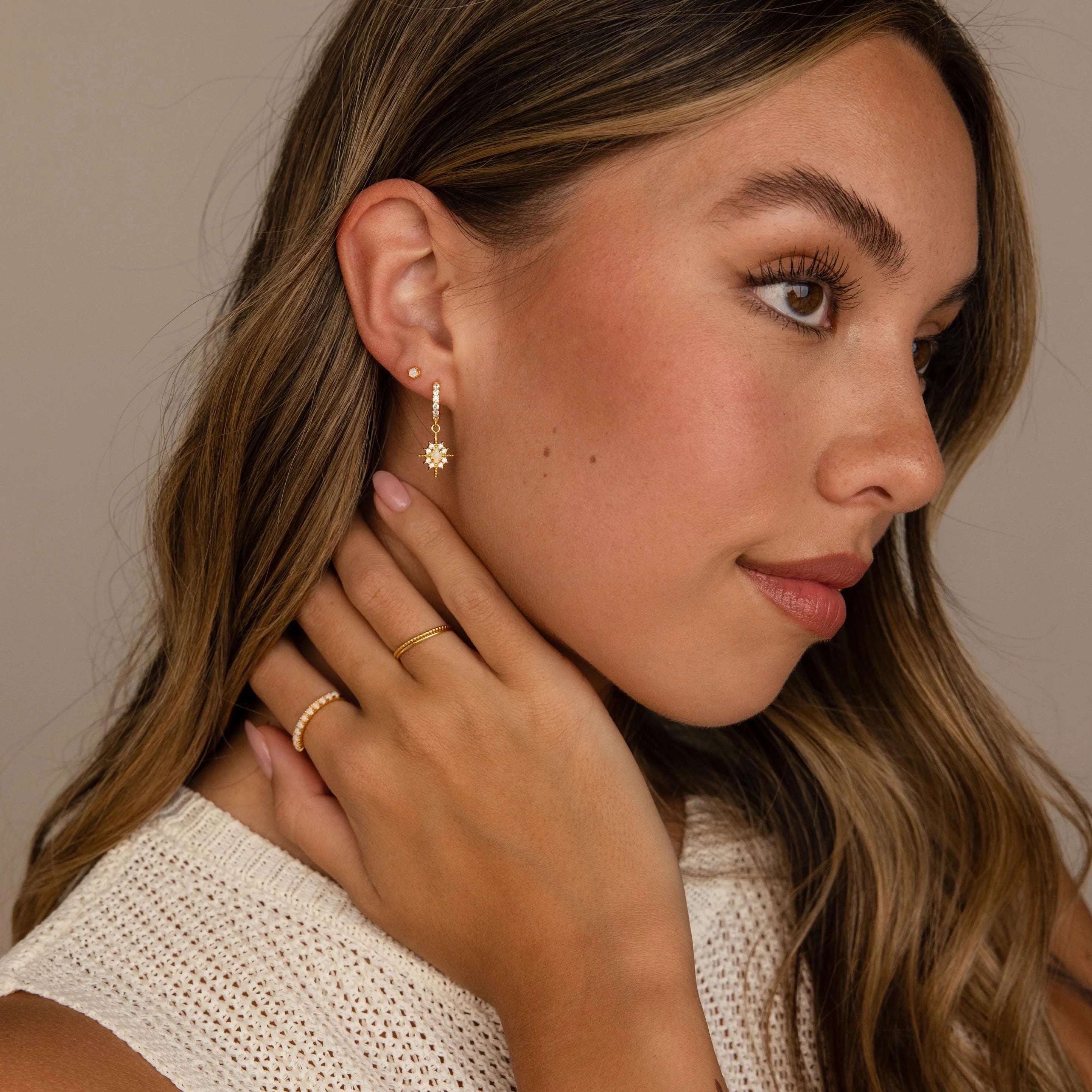Amethyst Flatback Studs Silver 18K Gold Plated