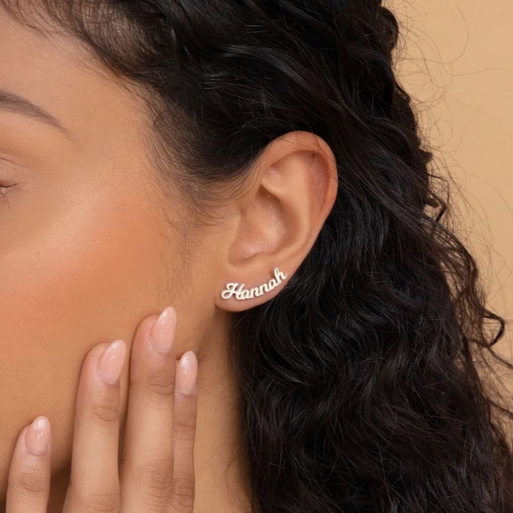 Mellow Name Earrings Silver 18K Gold Plated