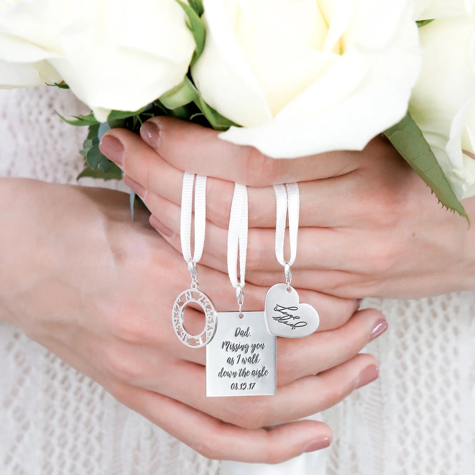 Handwriting Bouquet Charm Silver 18K Gold Plated