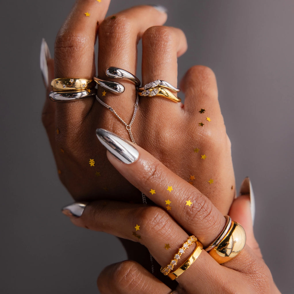 Duo Dome Ring Silver 18K Gold Plated