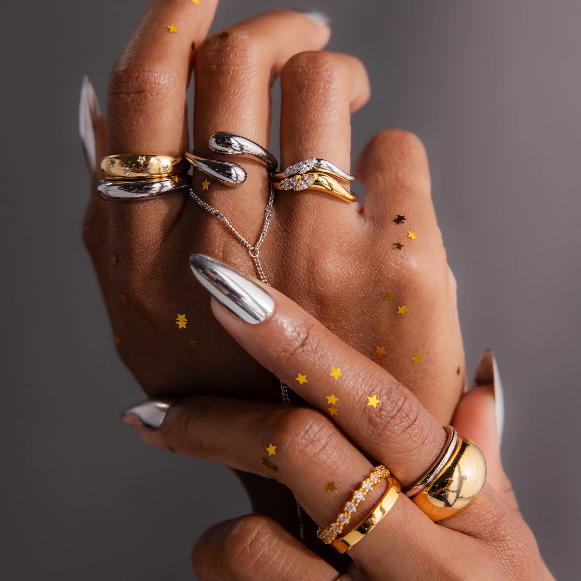 Duo Dome Ring Silver 18K Gold Plated