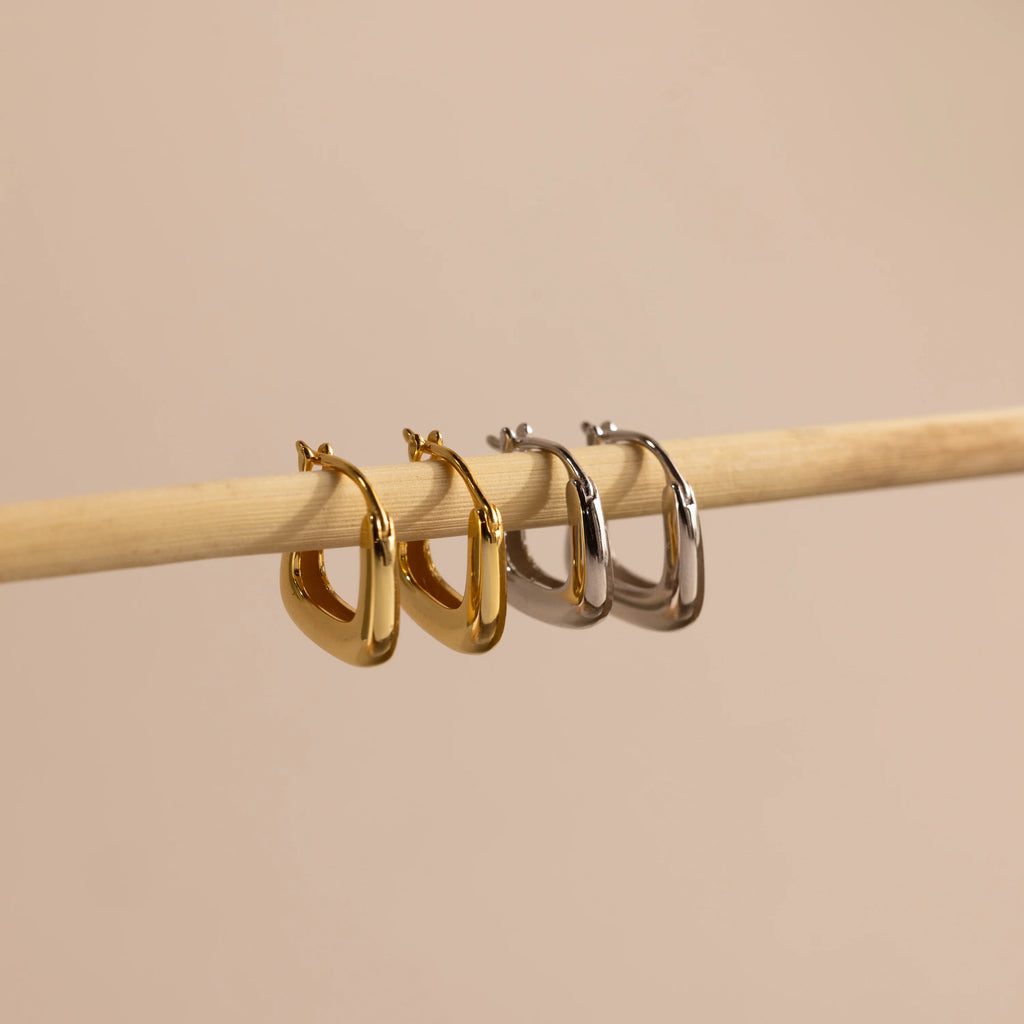 Bold Geometric Hoops Silver 18K Gold Plated