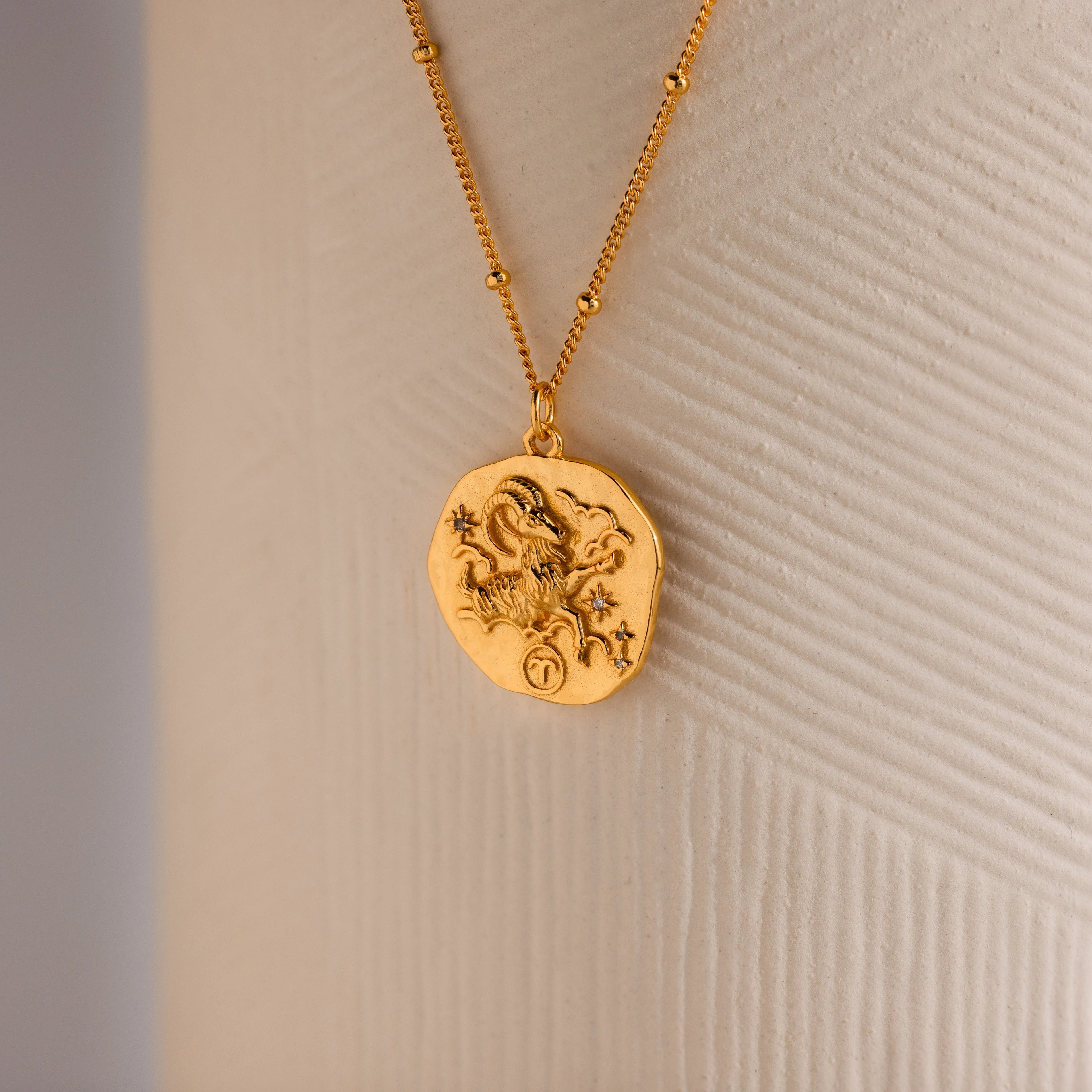 Zodiac Coin Necklace Silver 18K Gold Plated