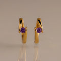 Amethyst Floating Huggies Silver 18K Gold Plated