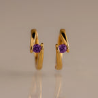 Amethyst Floating Huggies Silver 18K Gold Plated