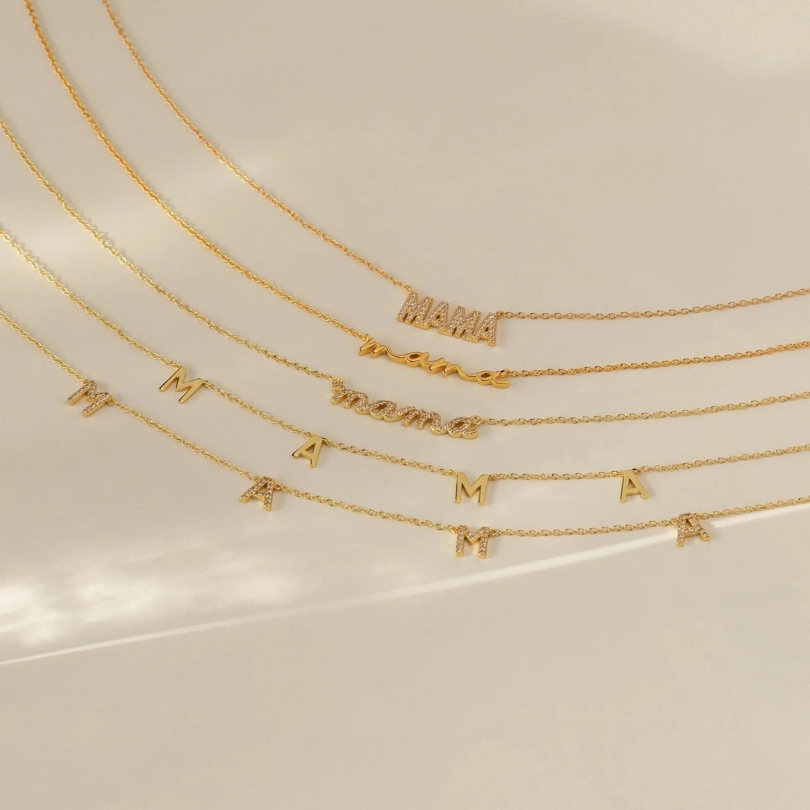 Mama Script Necklace Silver 18K Gold Plated