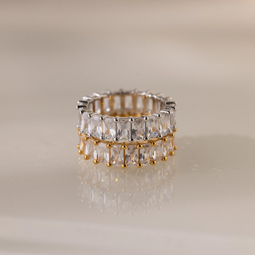 Diamond Colette Eternity Ring Silver 18K Gold Plated